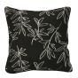 Coussin d'extérieur, feuille, noir, 18" x 18"