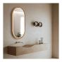 Miroir, DEL, ovale, cadre aluminium-chêne, 19,7" x 35,4"