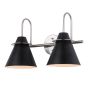 Applique murale de vanité, 2 lumières, Piana, noir-nickel, 18"
