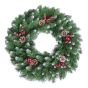 Decorative Wreath - 140 Tips - 24’’ - Green with Frost and Pinecones