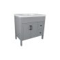 Meuble-lavabo Makala, style shaker, 36", gris