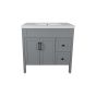 Meuble-lavabo Makala, style shaker, 36", gris