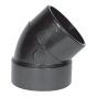 Coude 45° en ABS DWV, court, 2", mâle x femelle, noir