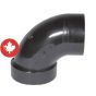 Coude 90° ABS DWV, 2", fem. x mâle, noir