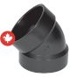 Coude 45° en ABS DWV, 1 1/2", femelle, noir