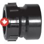 Adaptateur de siphon femelle ABS DWV avec écrou, 1 1/2" x 1 1/4", fem. x écrou plast., noir