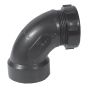 Coude 90˚ avec écrou ABS DWV, 1 1/2" x 1 1/4", écrou coulissant x fem., noir