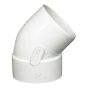 Coude 45° en PVC/BNQ, 4", femelle x mâle, blanc