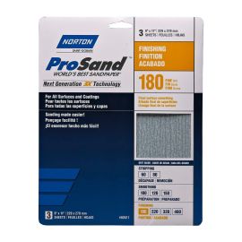 Norton ProSand Fine Grit Sandpaper Sheet - 11" x 9" - Gr. 120 - 3/pck