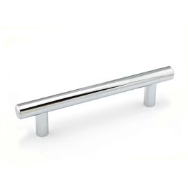 Poign&eacute;e contemporaine en acier, 96 mm, chrome