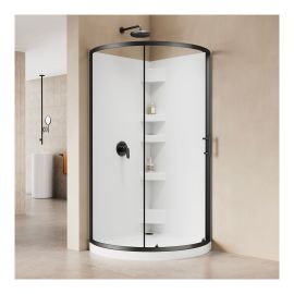Round Shower Kit - 38" x 76" - Matte Black/White
