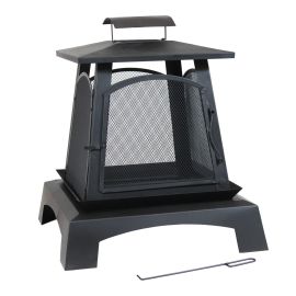 Saphira Square Wood Fire Pit - 30" x 30" x 31.9" - Steel