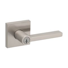 Halifax Square Rose Keyed Entry Levers - Satin Nickel