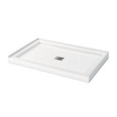 Base de douche configurable MAAX Zone, drain central, 48" x 32", blanc
