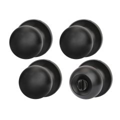 Knob Set For Private And Passage Doors - Hudson - 4/pkg - Matt Black