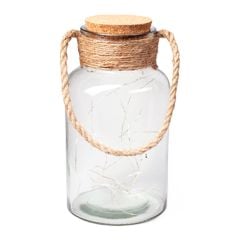 Bouteille en verre à micro-LED, 10,25", transparent, liège