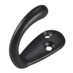 1-3/4" Single Wardrobe hook - Black - 18 mm x 46 mm
