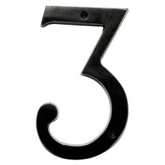 Chiffre Héritage en aluminium #3, noir mat, 4"