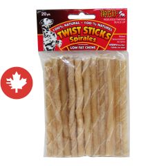 Rouleau torsadé en cuir pour chien, 7 x 13 cm, 20/pqt