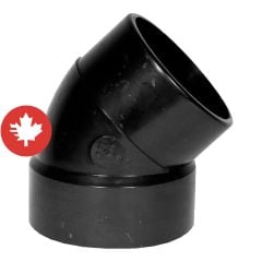 Coude 45° en ABS DWV, 4", mâle x femelle, noir