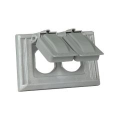 Couvercle étanche de double-prise, horizontal, gris