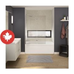 Duo écran de baignoire, Axial, 42" x 58", verre trempé