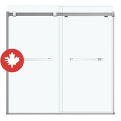 Porte de baignoire coulissante, Duel, 56"-59" x 55 1/2", verre, chrome