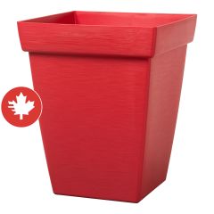 Pot carré en bambou, 9" x 9" x 11,31", Rouge