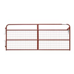 True North Light Farm Gate with Mesh - 20-Gauge - Red - 10'