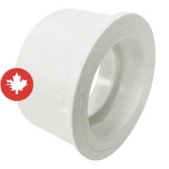 PVC/BNQ Reducing Bushing - 4" x 3" - Spigot x Hub - White