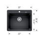 Kitchen Sink - Vision - 1 Bowl - 1 Hole - Silgranit - Charcoal Black - 25" x 20.75" x 8"