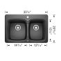 Kitchen Sink - Vienna - 2 Bowls - 1 Hole - Silgranit - Charcoal Black - 31" x 20.5" x 8"