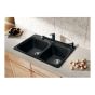 Kitchen Sink - Vienna - 2 Bowls - 1 Hole - Silgranit - Charcoal Black - 31" x 20.5" x 8"