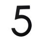 Chiffre d'adresse style Designer #5, noir mat, 5"