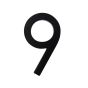 Chiffre d'adresse style Designer #9, noir mat, 5"
