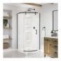 Door and Base Shower Kit - Outback Round - Left - 36" x 36" x 75 5/8" - Clear Glass - Matte Black