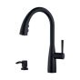 Robinet pour évier de cuisine rétractable Raya, noir mat