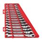 Flex Head Ratcheting Combination Wrench Set - SAE - 15 Piece