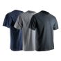 3 T-Shirt Set - Short Sleeves - Round Collar - Size 5/X-Large - Black/Mixed Grey/Navy
