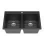 Double Kitchen Sink - Kilona - Black Granite - 31" x 20" x 9"
