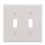 Plaque murale 2 interrupteur, plastique, blanc