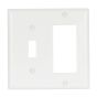 Plaque murale combinée, 1 interrrupteur bascule et 1 décorative, plastique, blanc