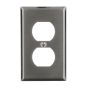 Plaque murale simple pour prise double, inox, métallique