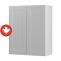 Caisson supérieur 2 portes, Shaker, gris, 24" x 30" x 12 1/2"