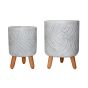 Ensemble cache-pot, argile avec pied, 2 mcx