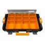 Coffre de rangement empilable, 12 compartiments, 21,6’’ x 13,4’’ x 4,5’’, noir et orange