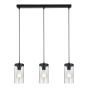 Luminaire suspendu, 3 lumières, Clema, noir-verre, 78 cm