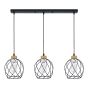 Pendant Light – 3 Lights - Kerzia – Black-Wood – 78 cm