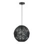 Luminaire suspendu, rotin, noir
