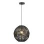 Luminaire suspendu, rotin, noir